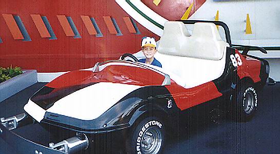 Austin in a racecar.